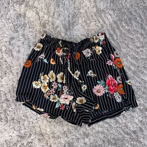 Floral black summer shorts